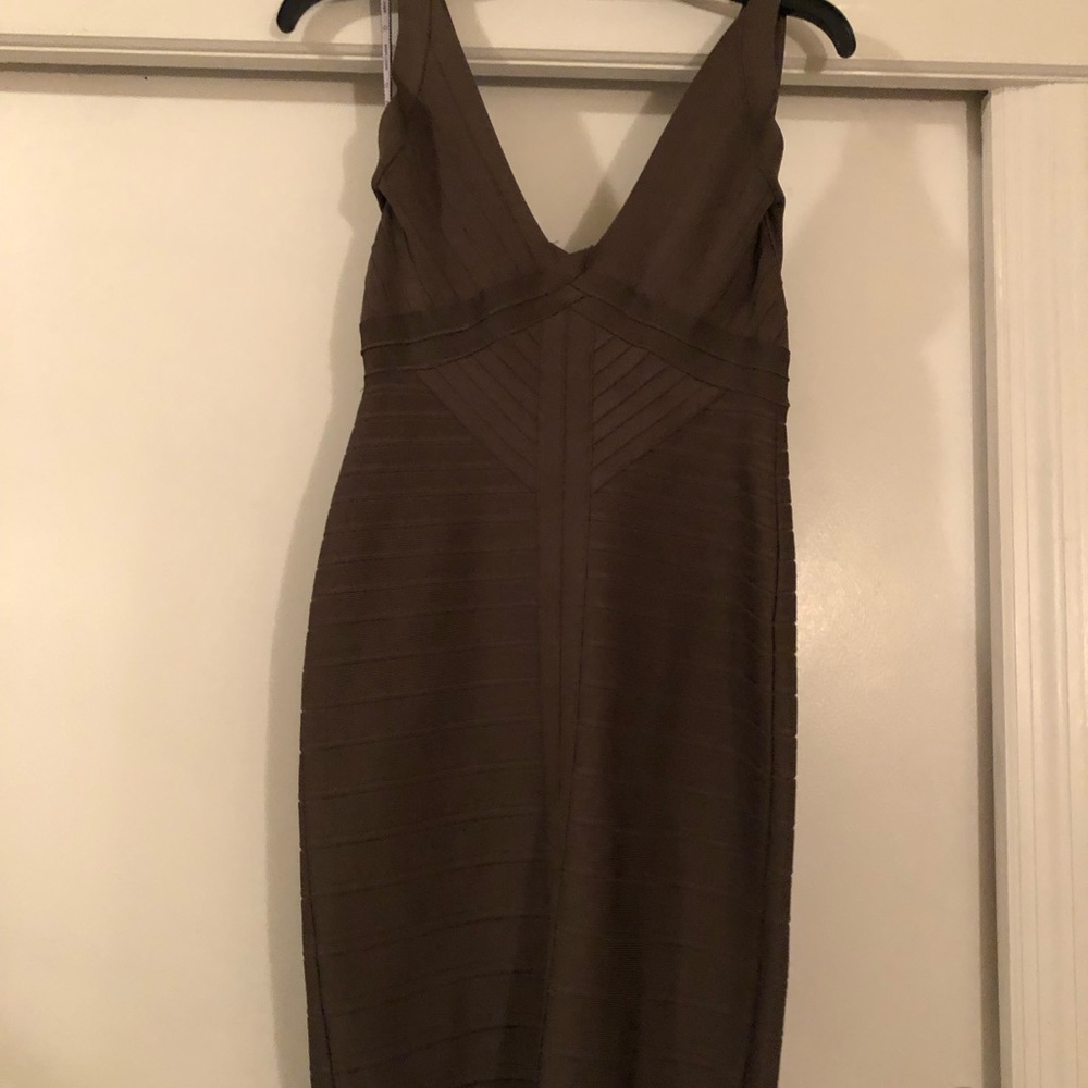 Dusty olive “Trista” Herve Leger bandage dress
